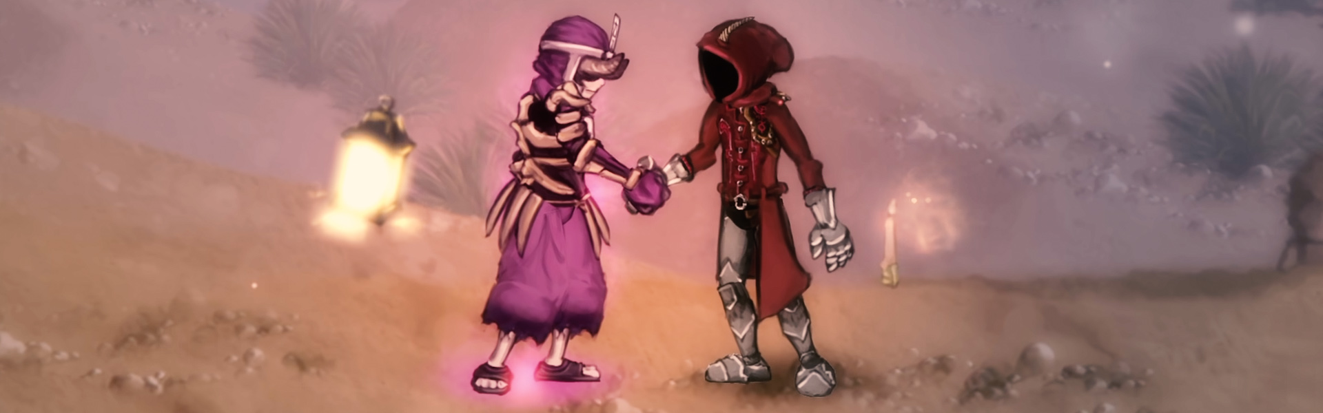 Zwei Inquisitoren schütteln sich im Multiplayer von Salt and Sacrifice die Hände