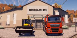 Ein Bagger und ein Pritschenwagen in Bau-Simulator 2022